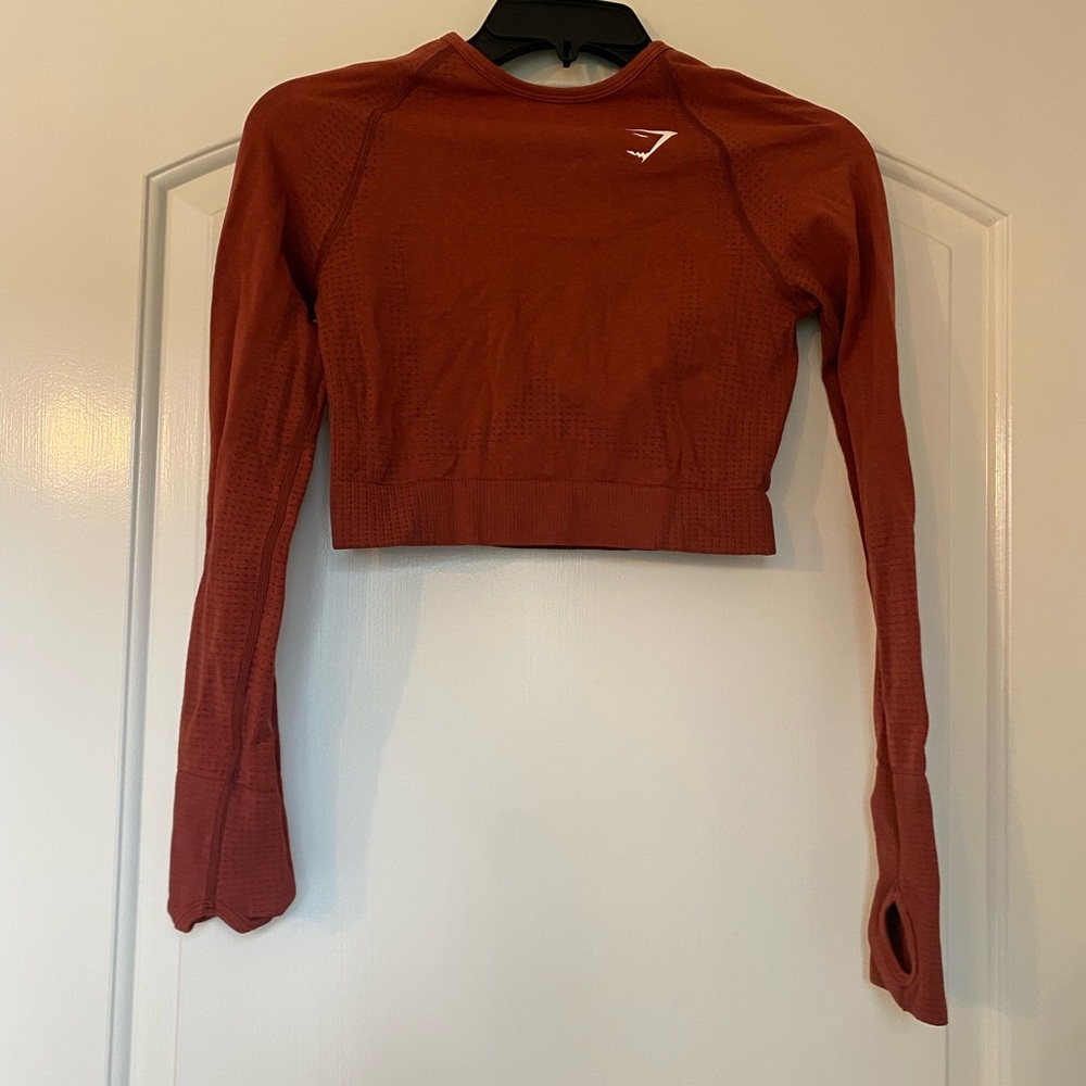 Gymshark Women's Red Long Sleeve Crop Top